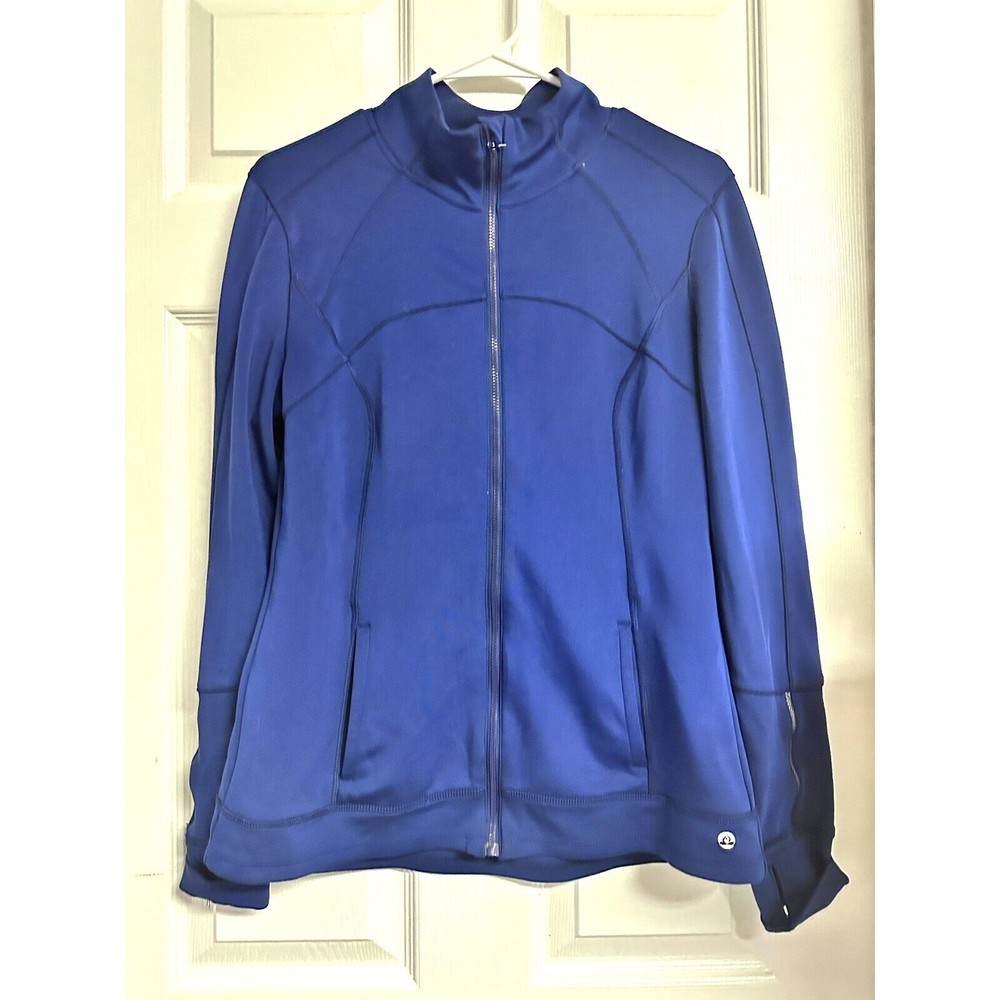 Apana Women's Royal Navy Blue Athletic Full Zipper Warm Up Yoga Jacket sz Med